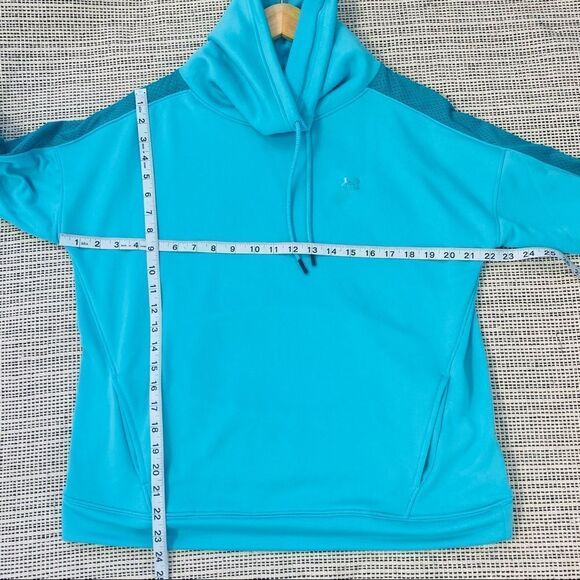 Under Armour teal blue mesh sleeve detail cowl sweatshirt large - Picture 4 of 6